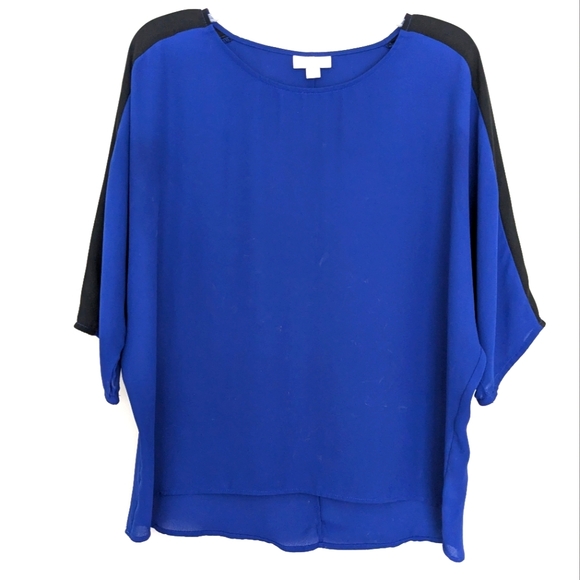 New York & Company Tops - EUC New York & Company Dark Cobalt/ Black 3/4 Sleeve Blouse, WS